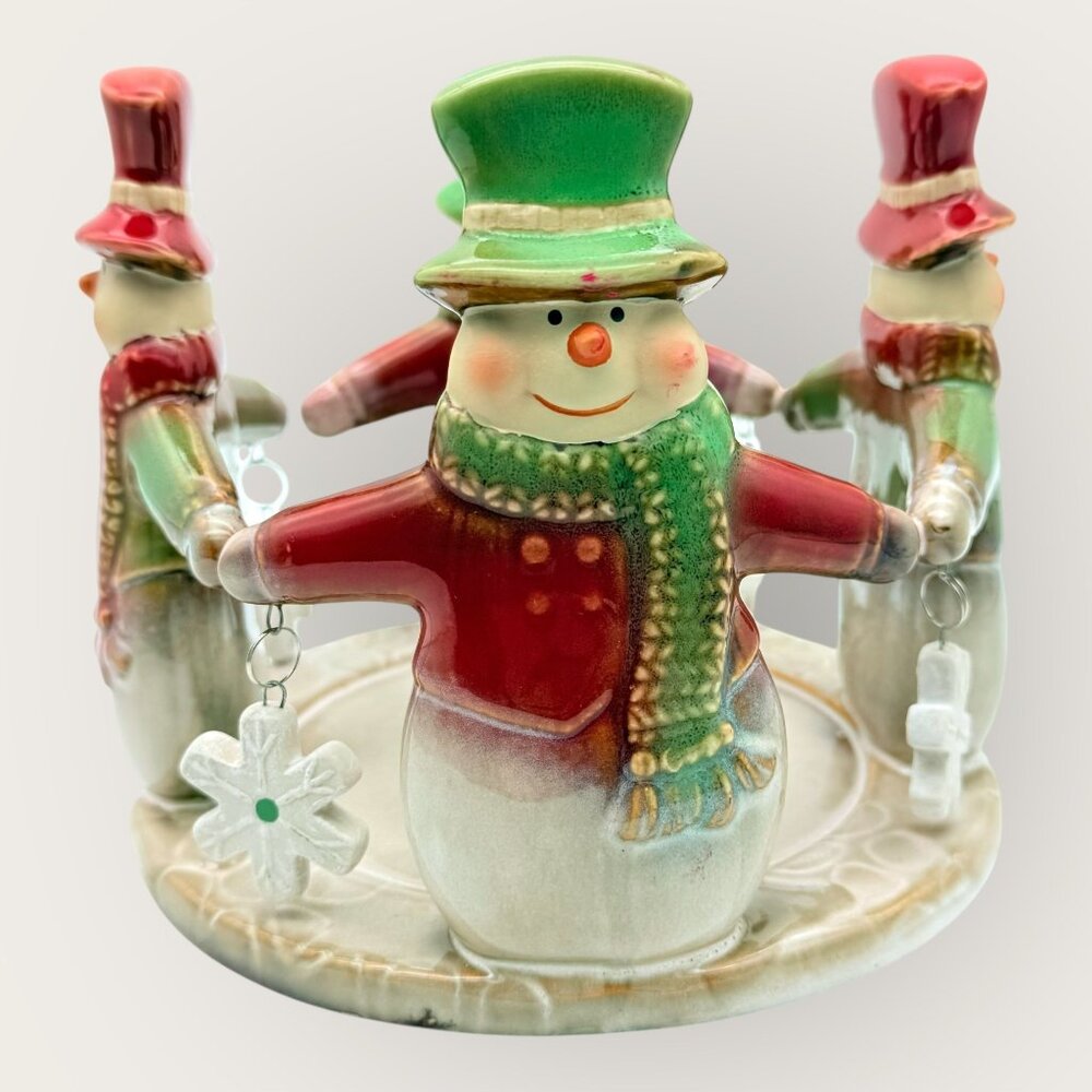 Yankee Candle Snowman Candle Holder Christmas Decor Ceramic Ronnie Walter Design